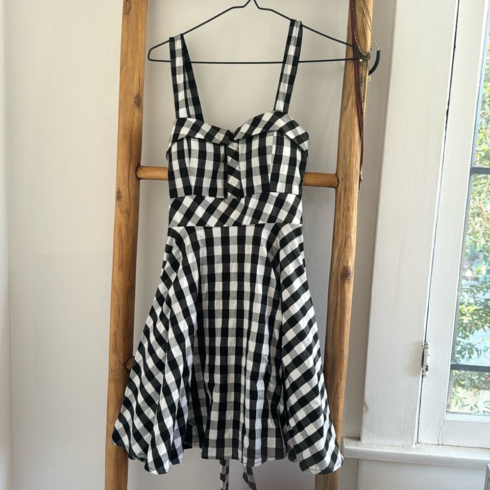 Gingham black and white dress